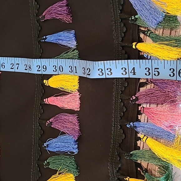 New York & Company Black Sleeveless Pullover Stretch Dress Colorful Tassels M - Picture 13 of 13